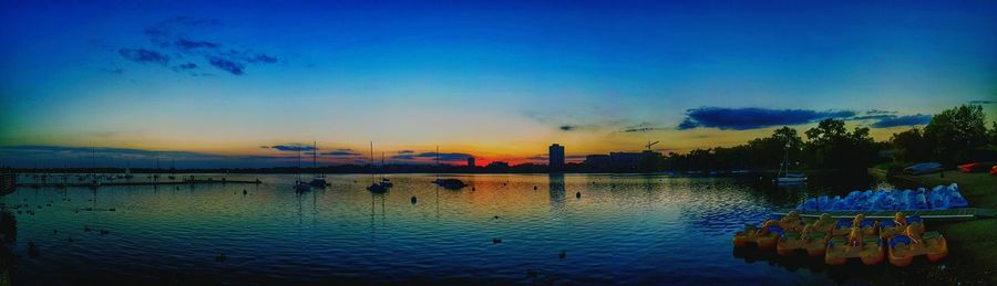 Scenic view of sea at sunset