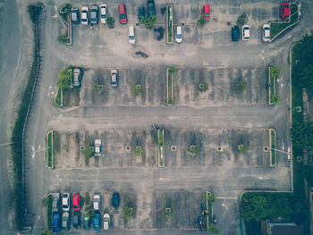 High angle view of cars on road