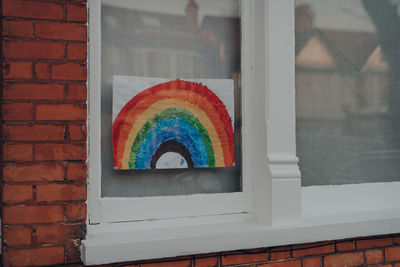 Close-up of multi colored brick wall