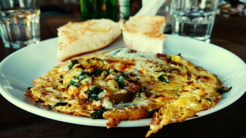 Close-up of food served in plate