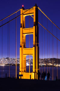 View of suspension bridge at night