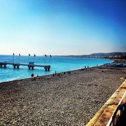 Scenic view of sea against clear sky