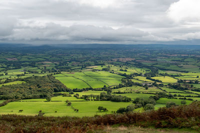 Scenic view of agricultural landscape against sky