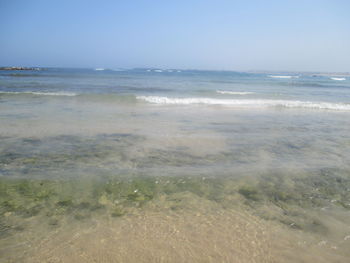 Scenic view of sea against clear sky