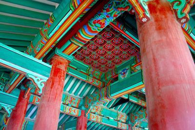 Low angle view of korean temple ceiling