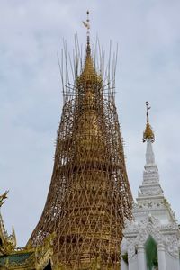 Low angle view of pagoda against sky