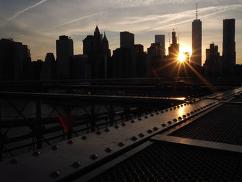 View of cityscape against sky during sunset