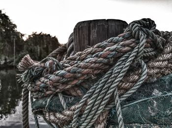 Close-up of ropes tied on rope