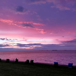 Scenic view of sea against sky at sunset