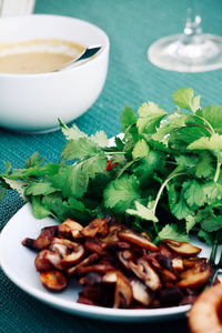 Close-up of food on table