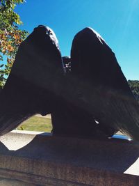 Low angle view of building against blue sky