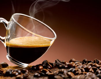 Close-up of coffee cup on table