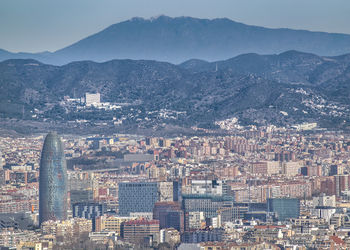 High angle view of buildings in city