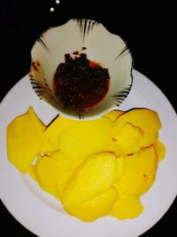 High angle view of ice cream in plate