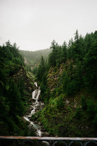 Scenic view of waterfall against sky