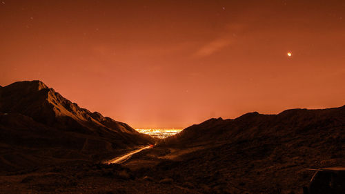 Scenic view of mountains against sky at night las vegas super moon