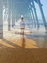 Rear view of man standing on beach