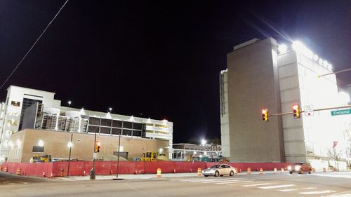 View of buildings at night