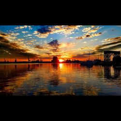 Scenic view of sunset over river