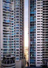 Low angle view of modern buildings in city