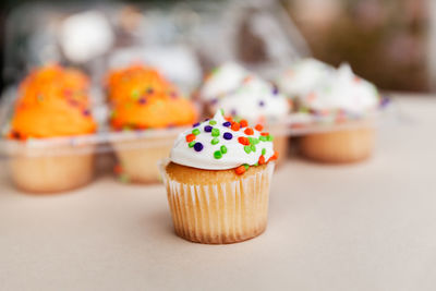 Close-up of cupcakes on table