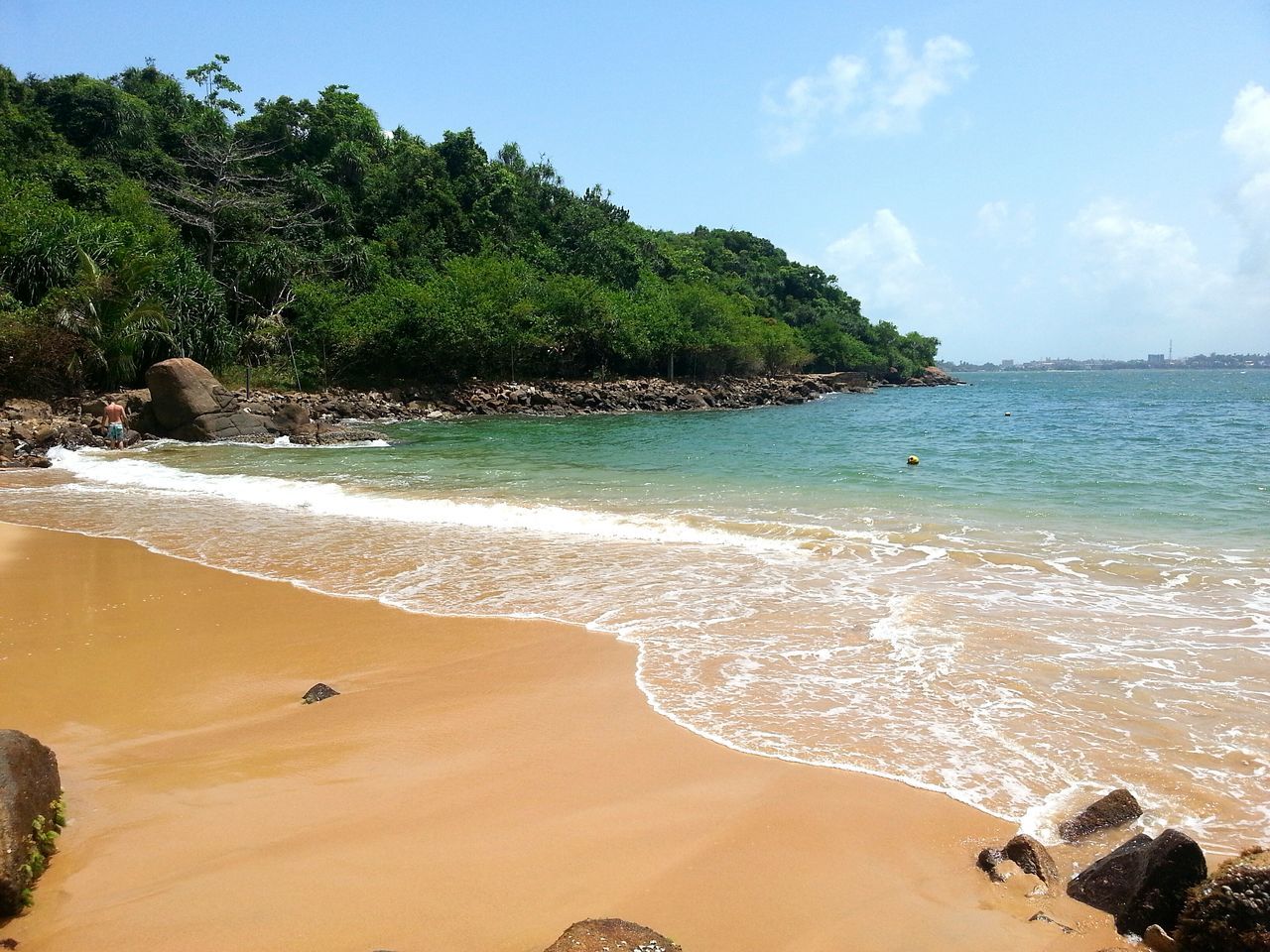 beach, sea, water, sand, shore, scenics, tranquil scene, tranquility, beauty in nature, tree, horizon over water, nature, sky, coastline, surf, wave, incidental people, idyllic, vacations, sunlight