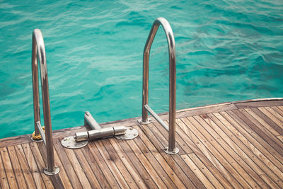 High angle view of swimming pool by sea