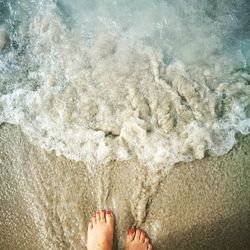 Low section of person on beach