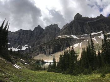 Scenic view of landscape and mountains against sky