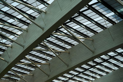 Low angle view of spiral staircase in building