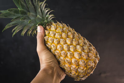 Fresh pineapples on the dark background