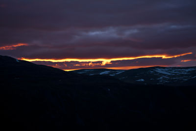 Scenic view of mountains against cloudy sky