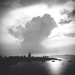 Scenic view of sea against cloudy sky