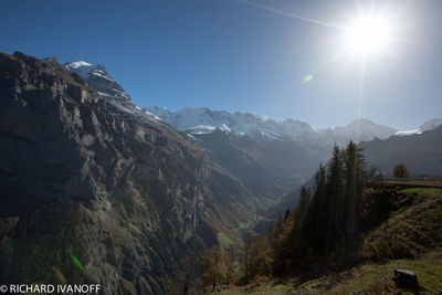 Scenic view of mountains against clear sky