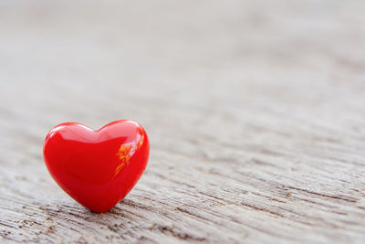 Close-up of heart shape on table