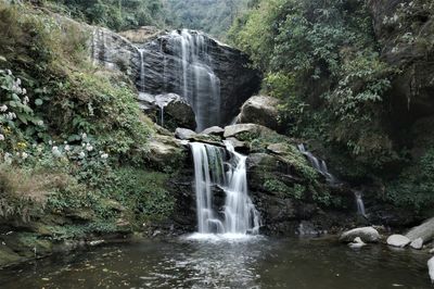 Scenic view of waterfall