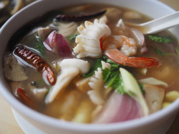 Close-up of soup in bowl