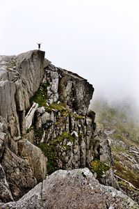 Rocky mountain against sky at snowdonia national park