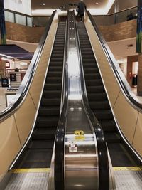 High angle view of escalator