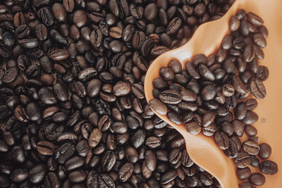 High angle view of coffee beans