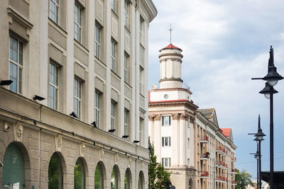 Low angle view of buildings against sky