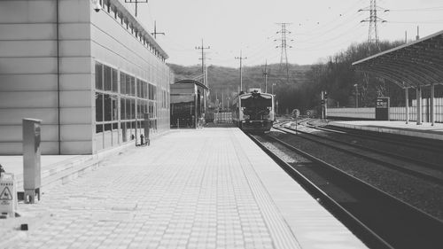 Empty railroad station platform