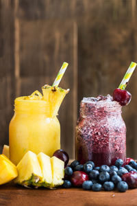 Close-up of fruits on table