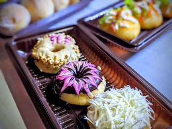 High angle view of food on table