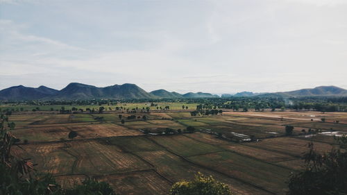 Scenic view of landscape against cloudy sky