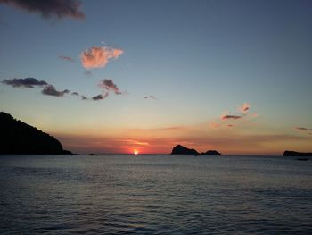 Scenic view of calm sea at sunset