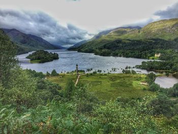 Scenic view of lake and mountains