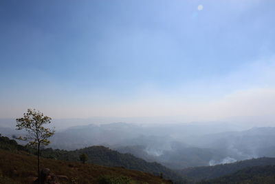 Scenic view of mountains against sky