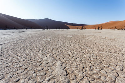 Scenic view of desert against clear sky