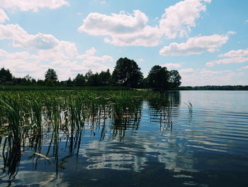 Scenic view of lake against sky